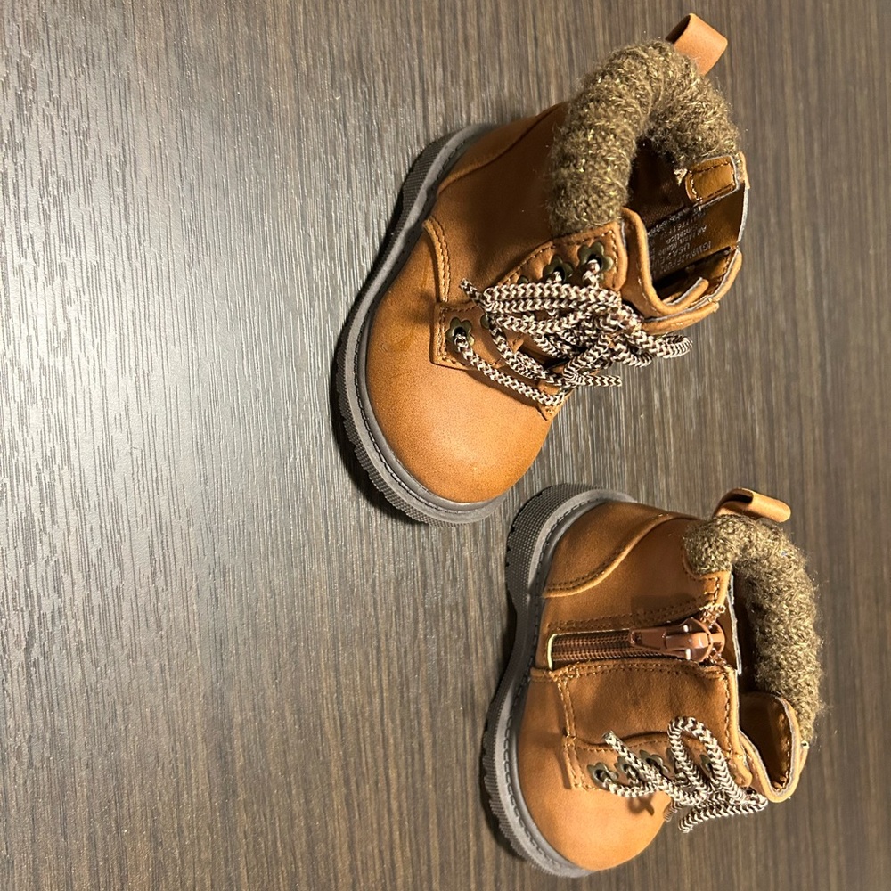 Brown Toddler Boots with Fur Trim